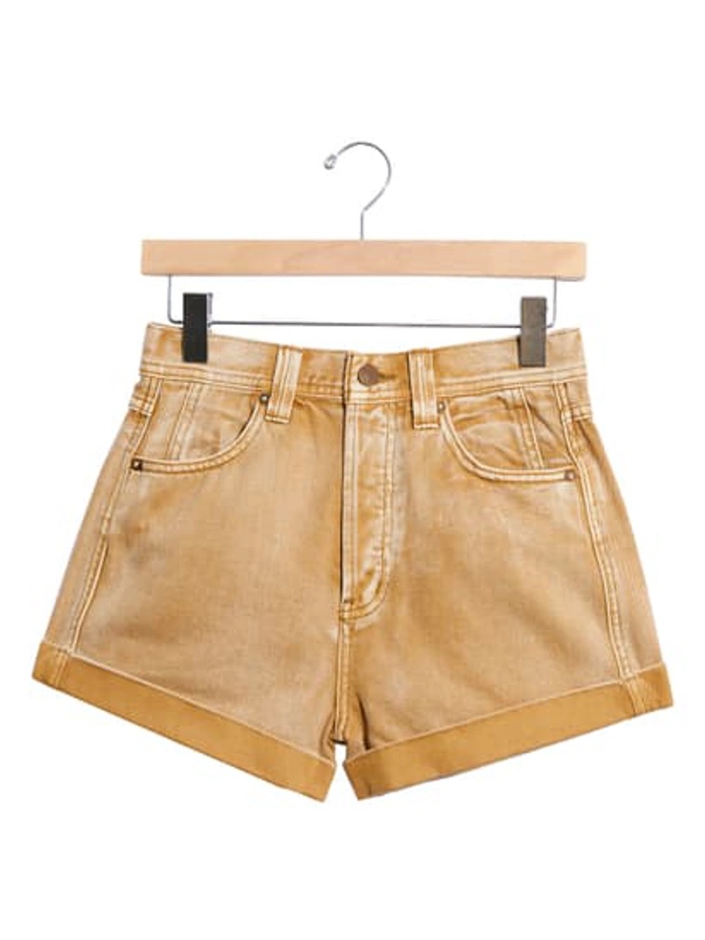 FREE PEOPLE Setting With The Sun High Waist Denim Shorts In Warm Sands, SZ 24